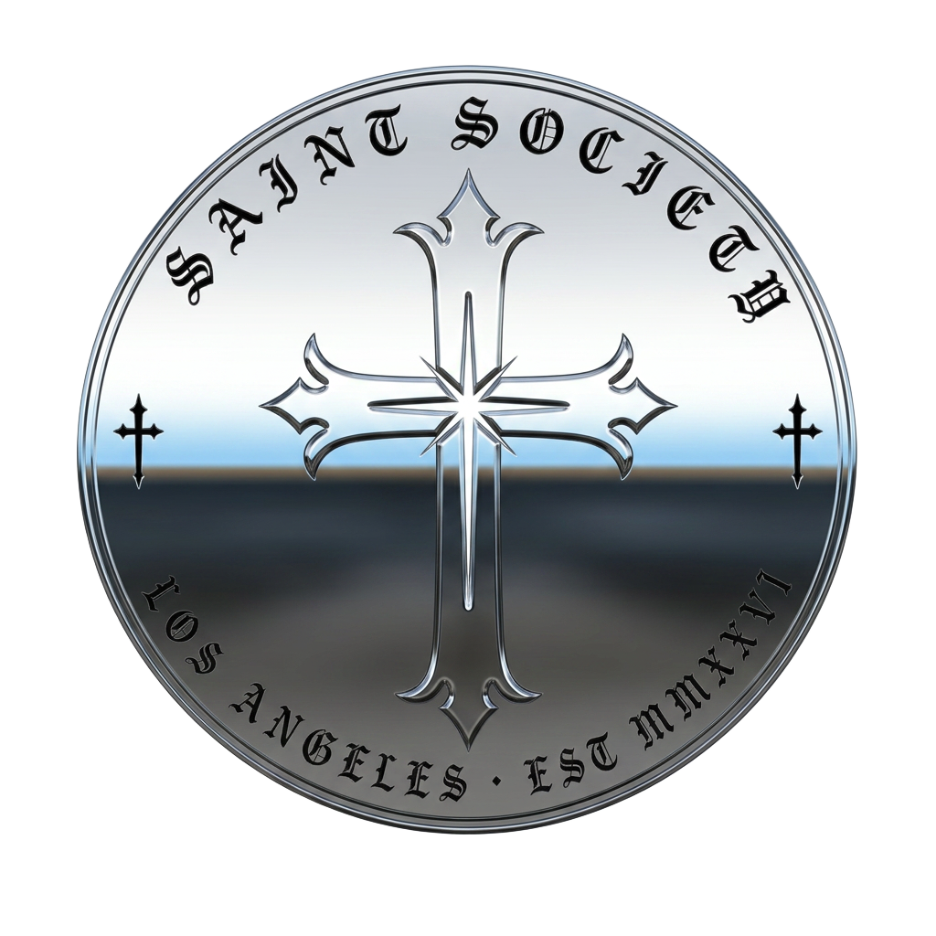 Saint Society chrome medallion logo
